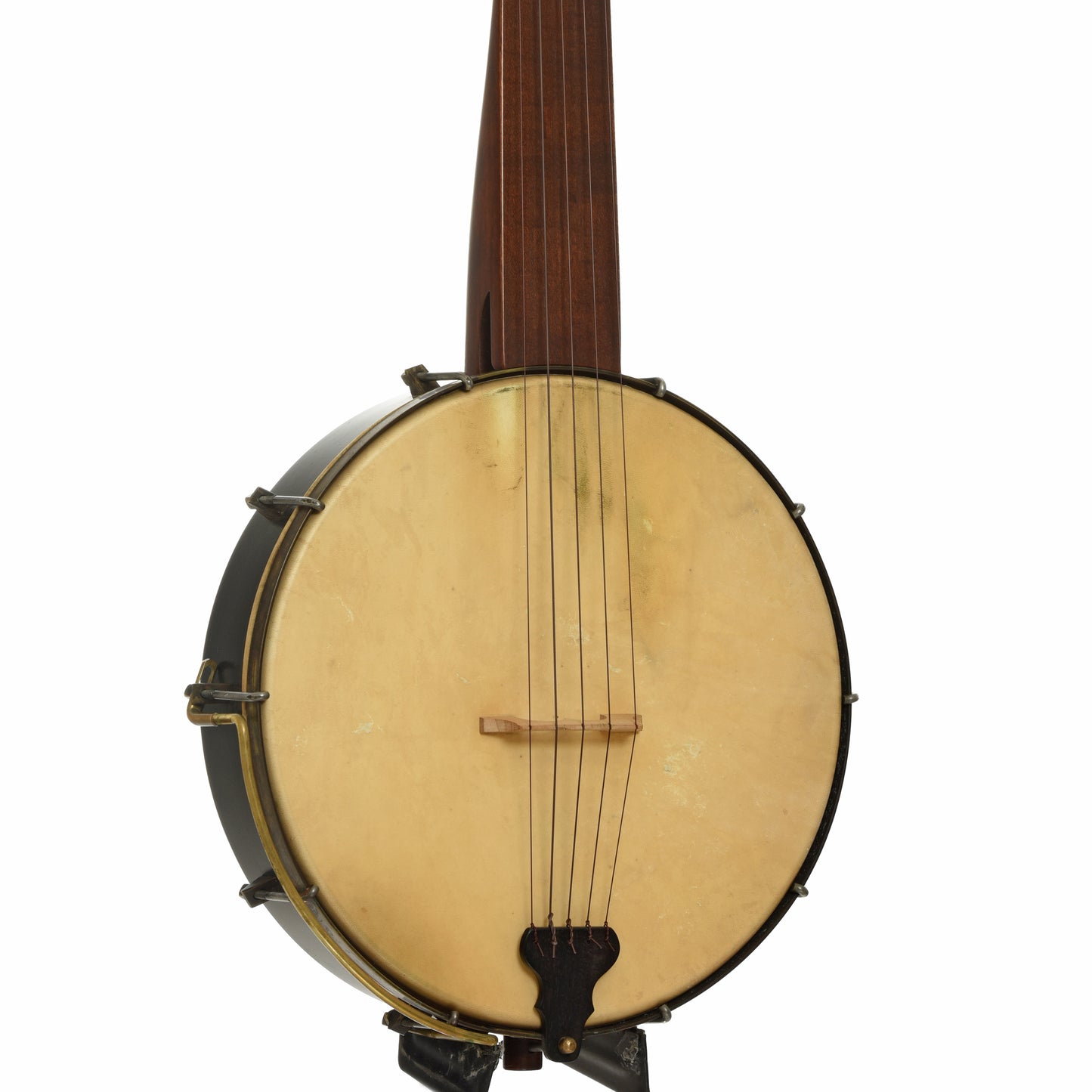 Front and side of John Bowlin 1865 Fretless Mintrel Banjo