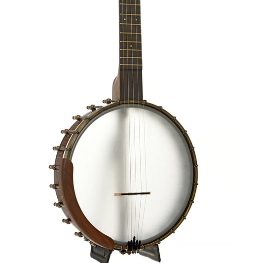 Front and side of Ode Magician 11" Walnut Openback Banjo