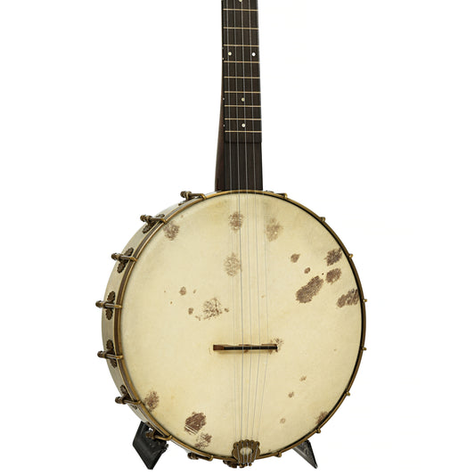 Front and side of Brooks Masten Silverspun Custom Walnut 12" Openback Banjo