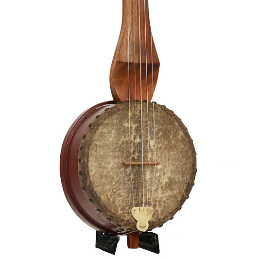 Front and side of Menzies Fretless Tackhead Banjo #596