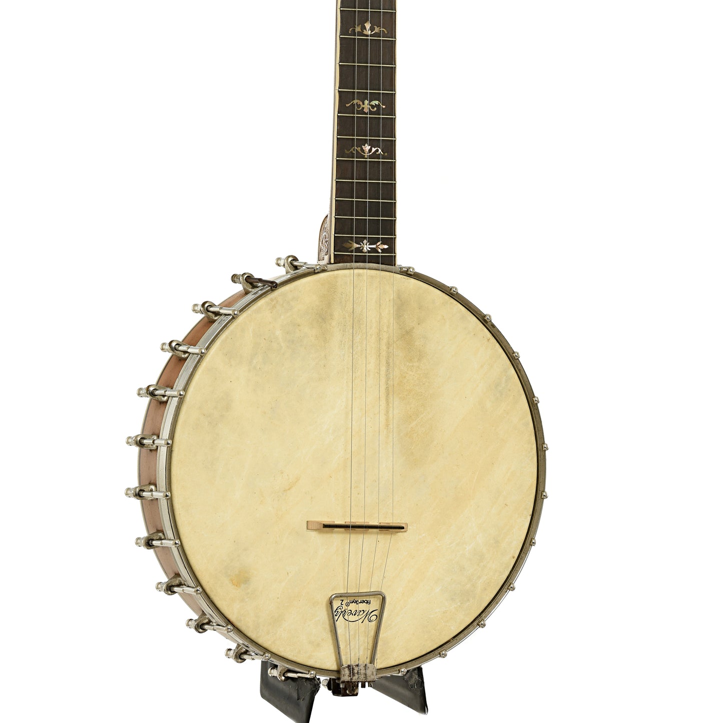 Front and side of Bacon Special Grand Concert Open Back Banjo 