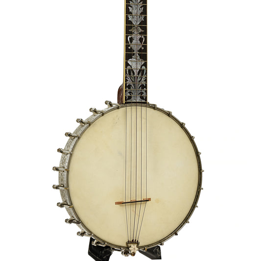 Front and side of Doug Unger Presentation Open Back Banjo