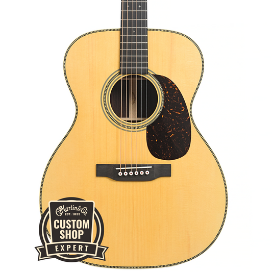 Front of Martin Custom 28-Style 000 Guitar & Case, Wild Grain Rosewood & Adirondack Spruce