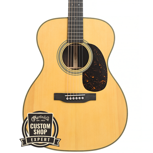 Front of Martin Custom Herringbone 28-Style 000 Guitar, Thinner Adirondack Top