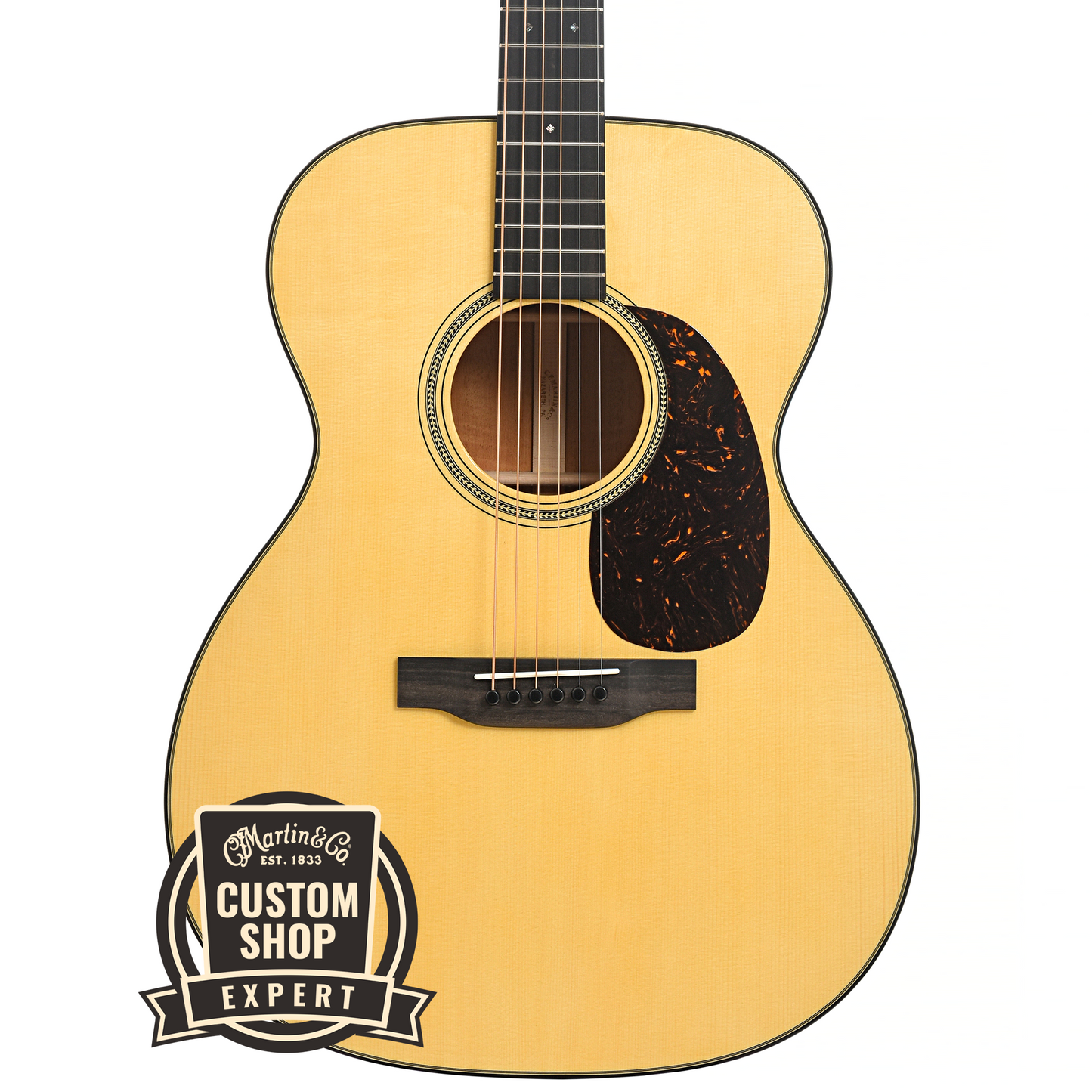 Front of Martin Custom 18-Style 000 Guitar,  Flame Mahogany & Alpine Spruce