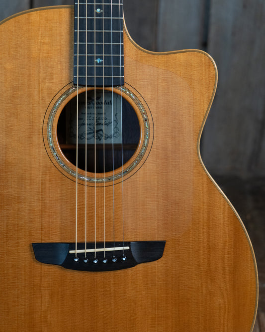 Showroom photo of Goodall CCJC Master Sitka / Cocobolo Jumbo Guitar (2007)