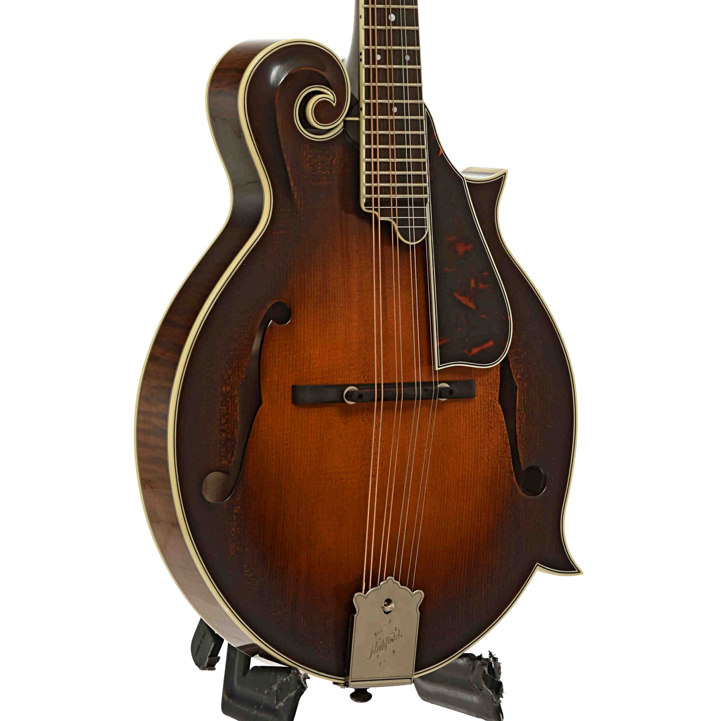 Front and side of Northfield Workshop NFB-F5E Master Model Big Mon Mandolin, Engelmann Top