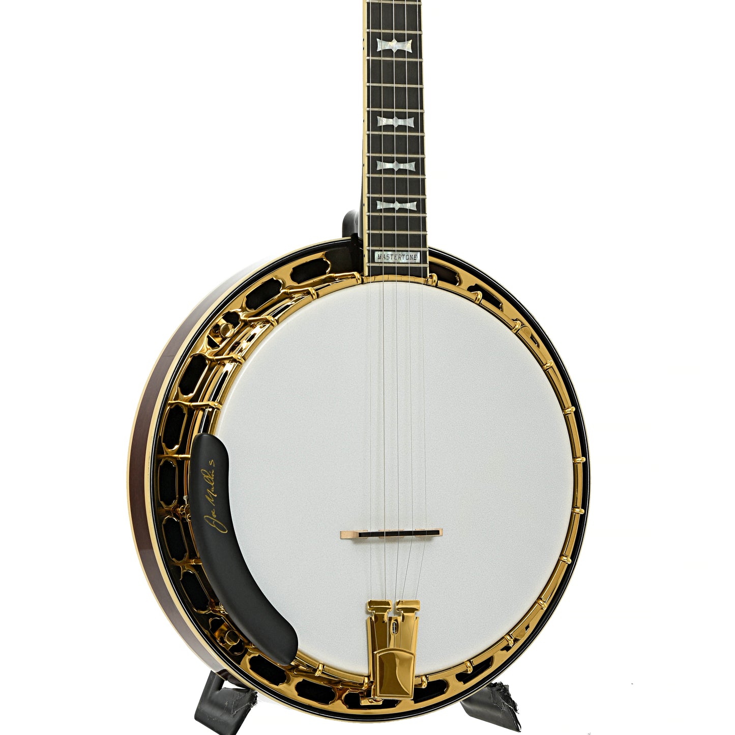 Front and side of Gold Tone OB-2 Joe Mullins Bowtie Banjo
