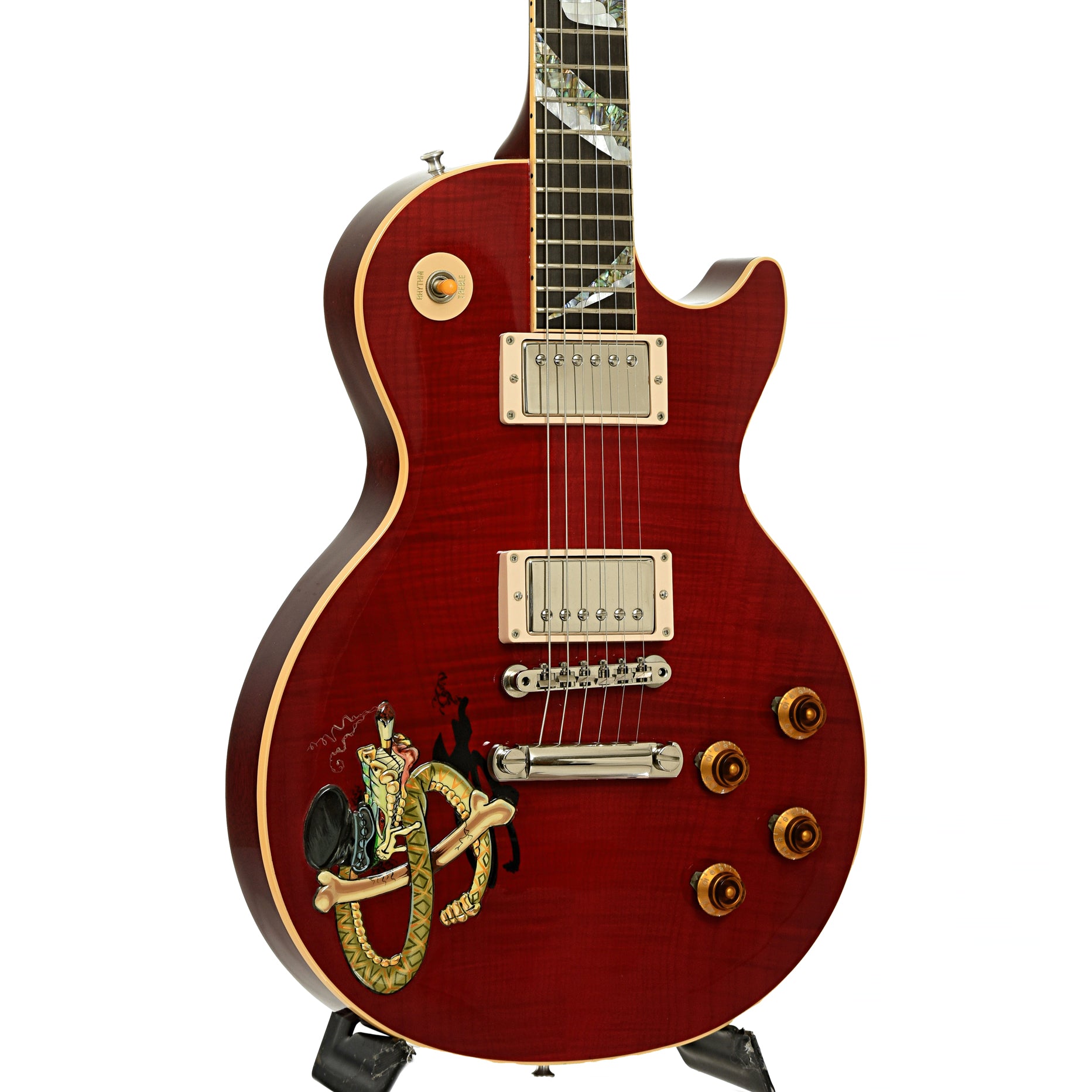 Front and side of Gibson Custom Shop Slash Signature Snakepit Les Paul Electric Guitar