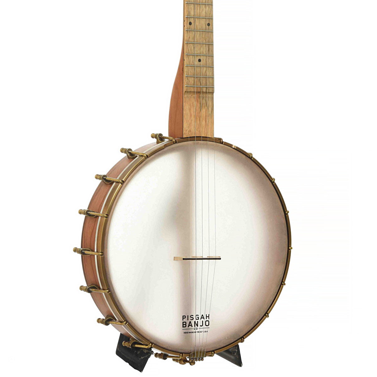 Front & Side of Pisgah Possum 12in Cherry Openback Banjo
