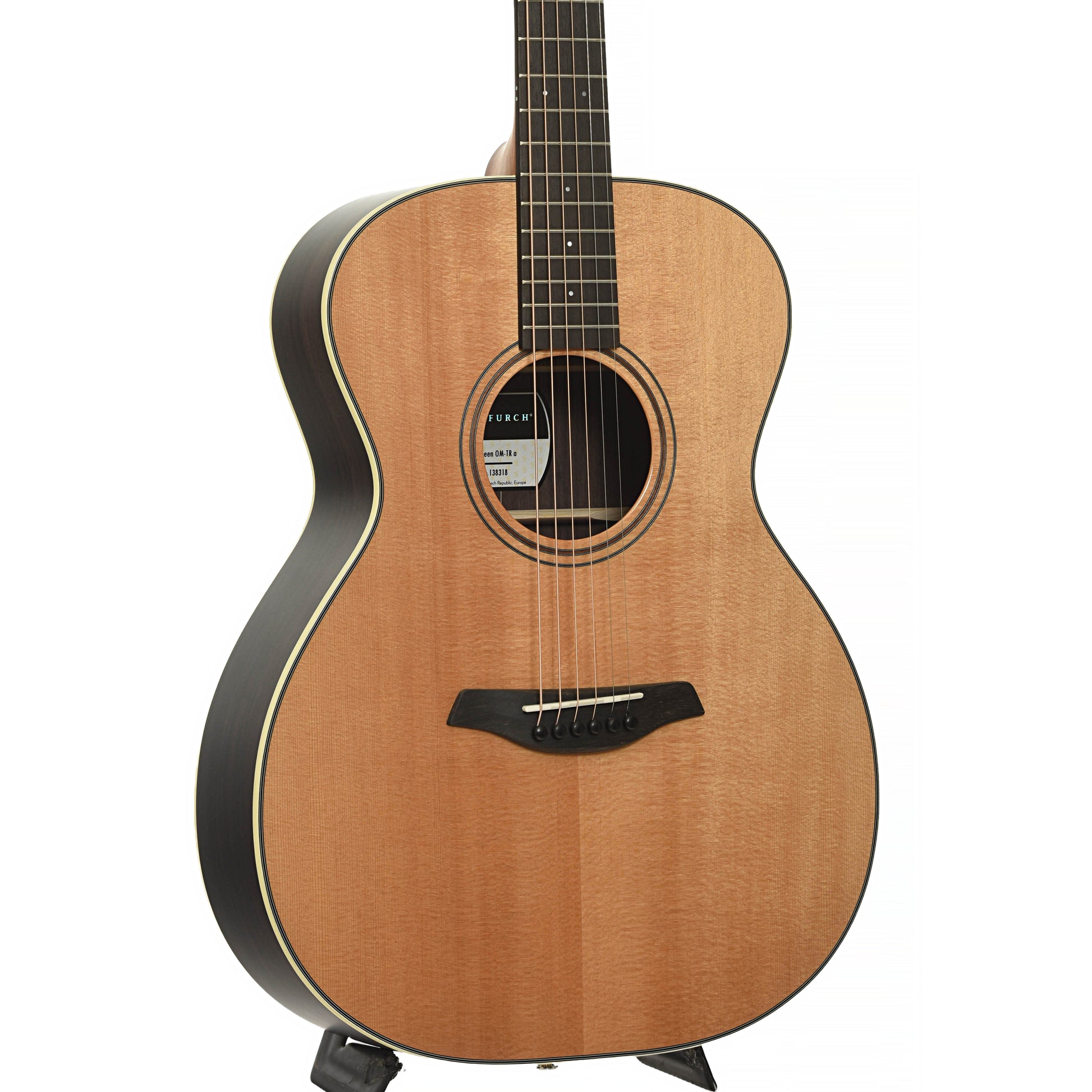 Front and side of Furch Green Series OM-TR a OM Acoustic Guitar