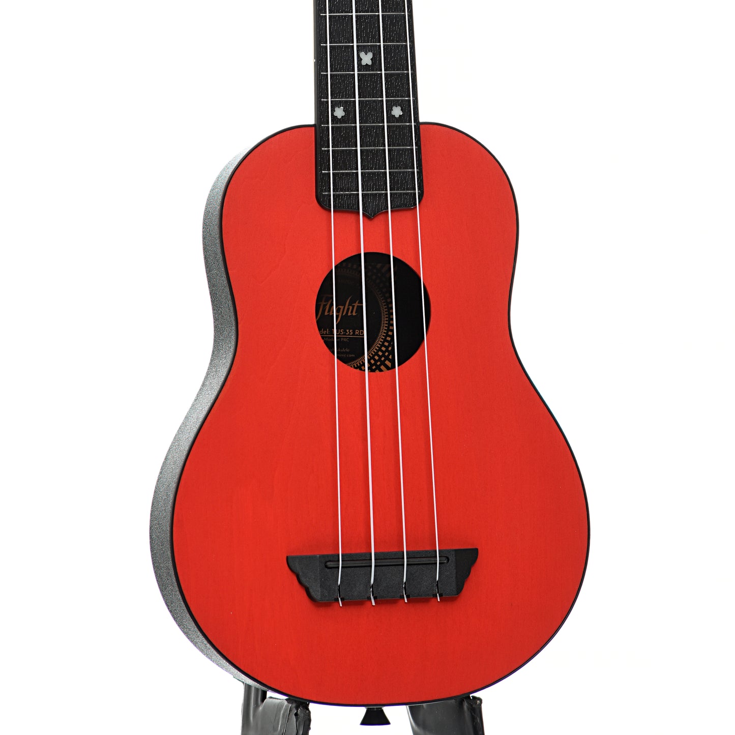 Front and side of Flight TUS35 Travel Series Soprano Ukulele, Red
