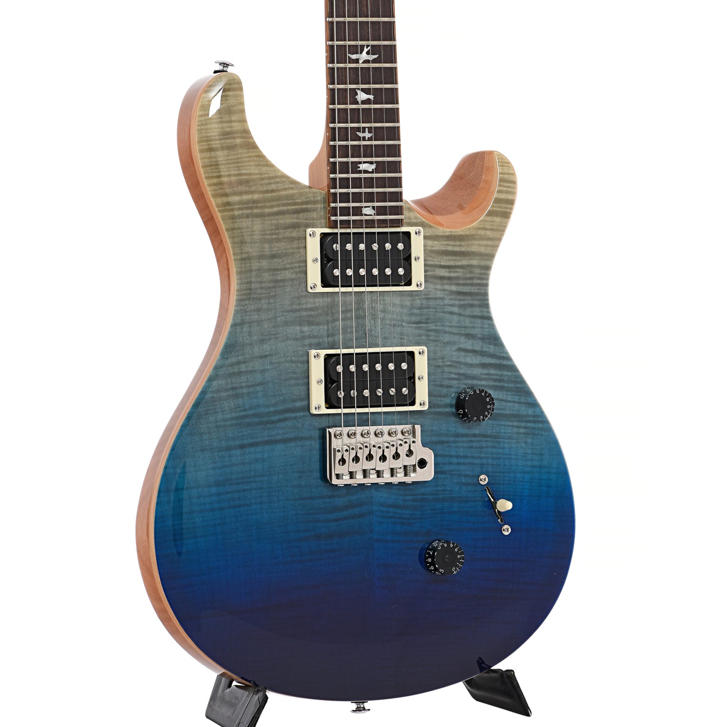Front and side of PRS SE Limited Edition Custom 24 Electric Guitar, Blue Fade