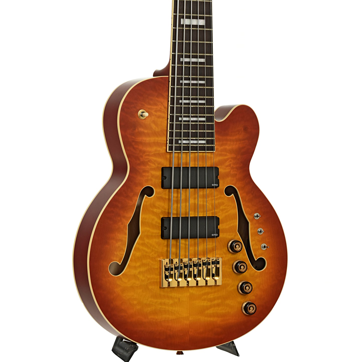 Front and side of Ibanez TCB1006 Stephen "Thundercat" Bruner 6-String Hollowbody Electric Bass (2022)