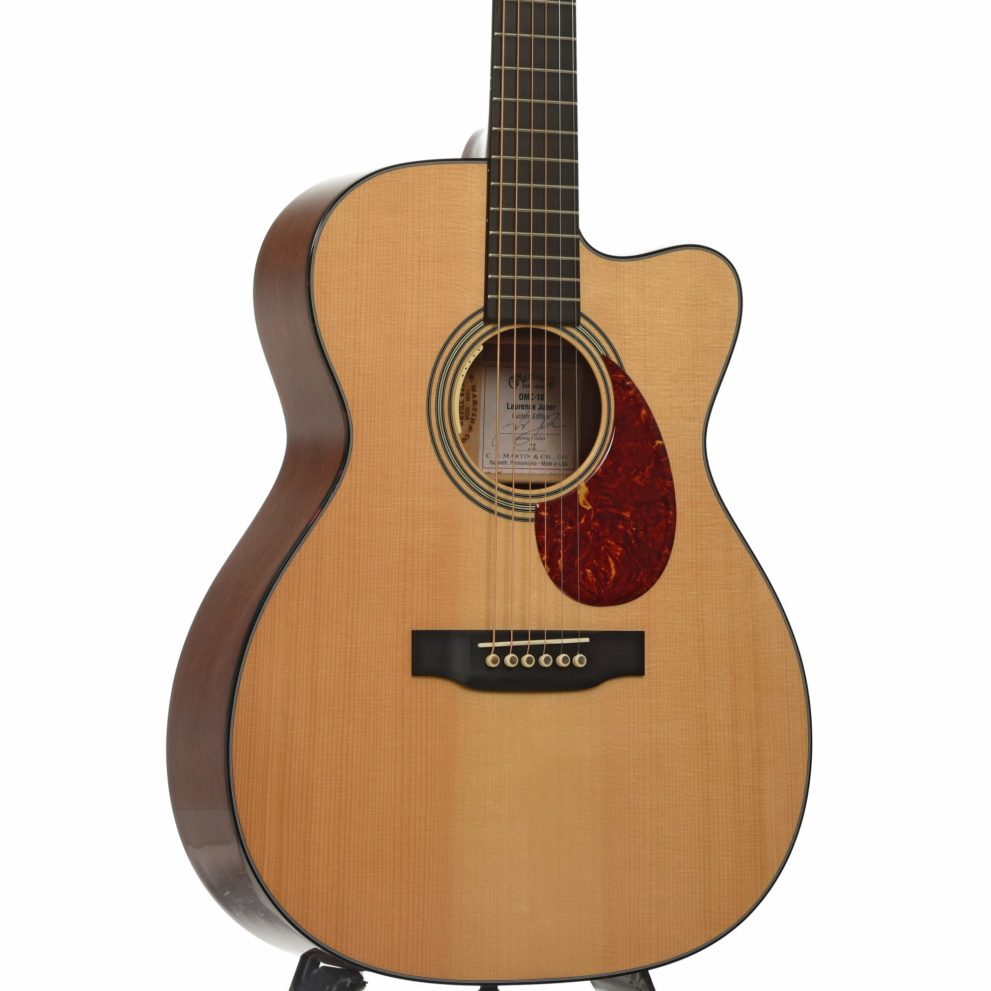 Front and side of Martin OMC-18 Laurence Juber Custom Edition Acoustic Electric Guitar
