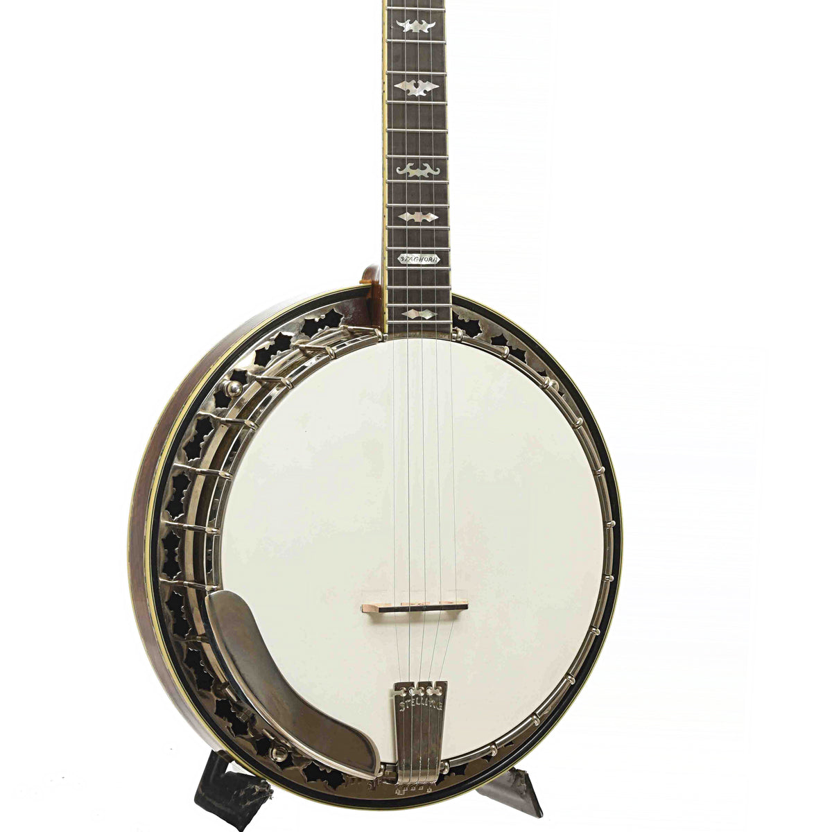 Front & Side of Stelling Staghorn Resonator Banjo