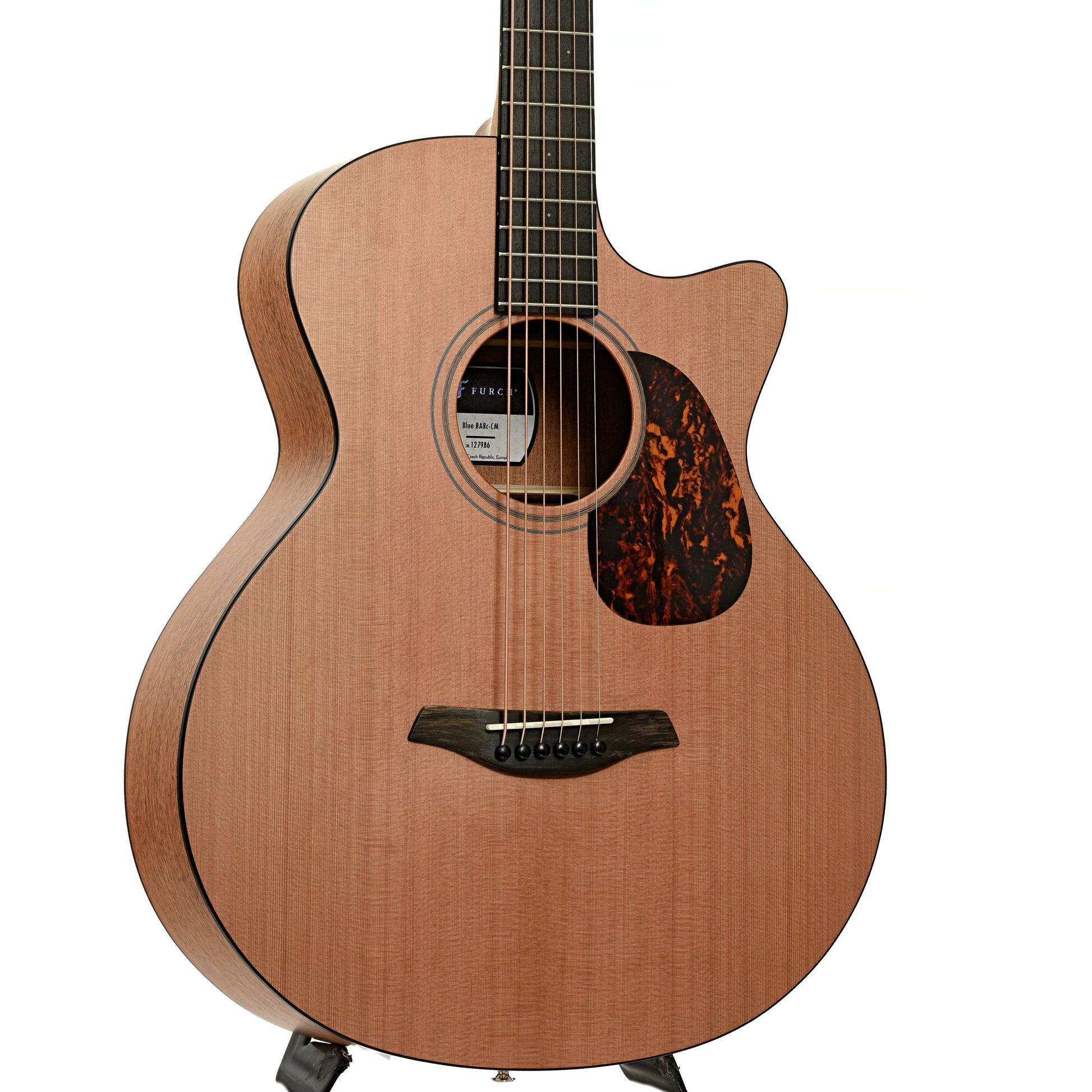 Front and side of Furch Blue BARc-CM Baritone Acoustic Guitar 