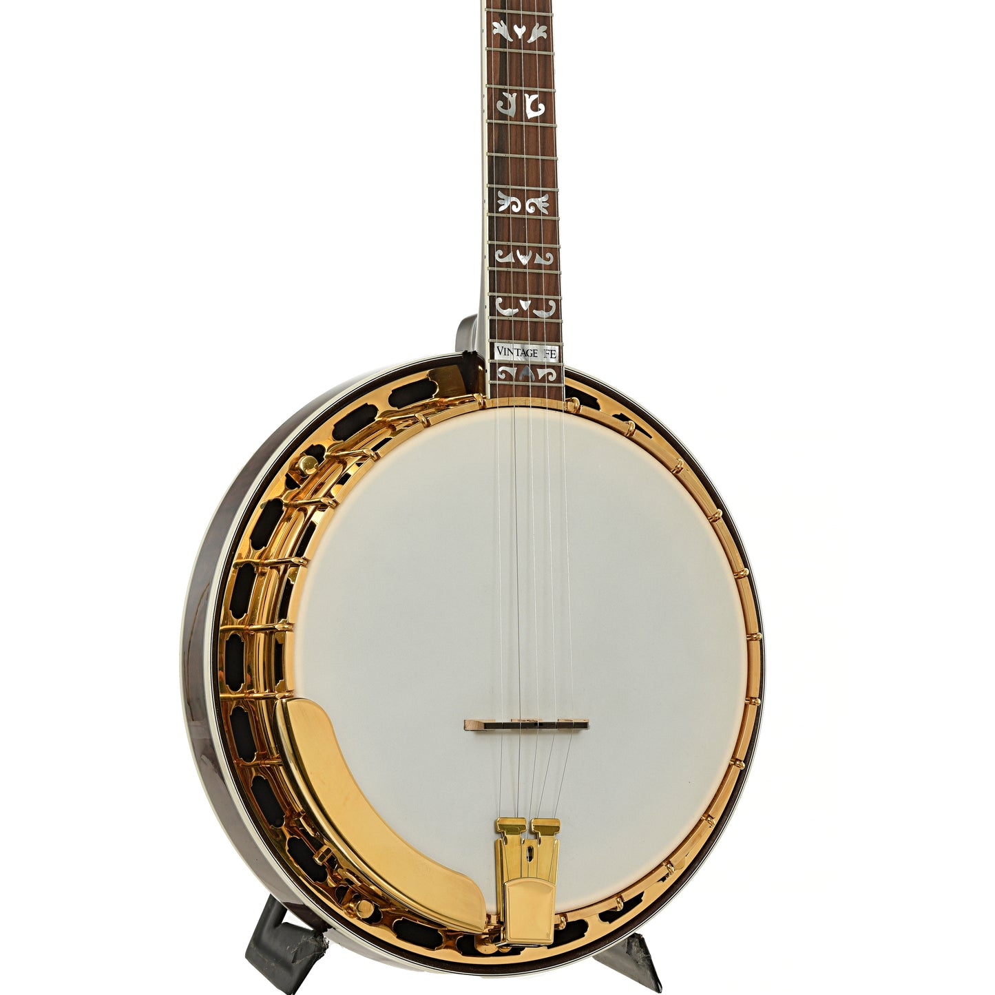 Front and side of Sullivan Vintage 35 Gold Flying Eagle Resonator Banjo