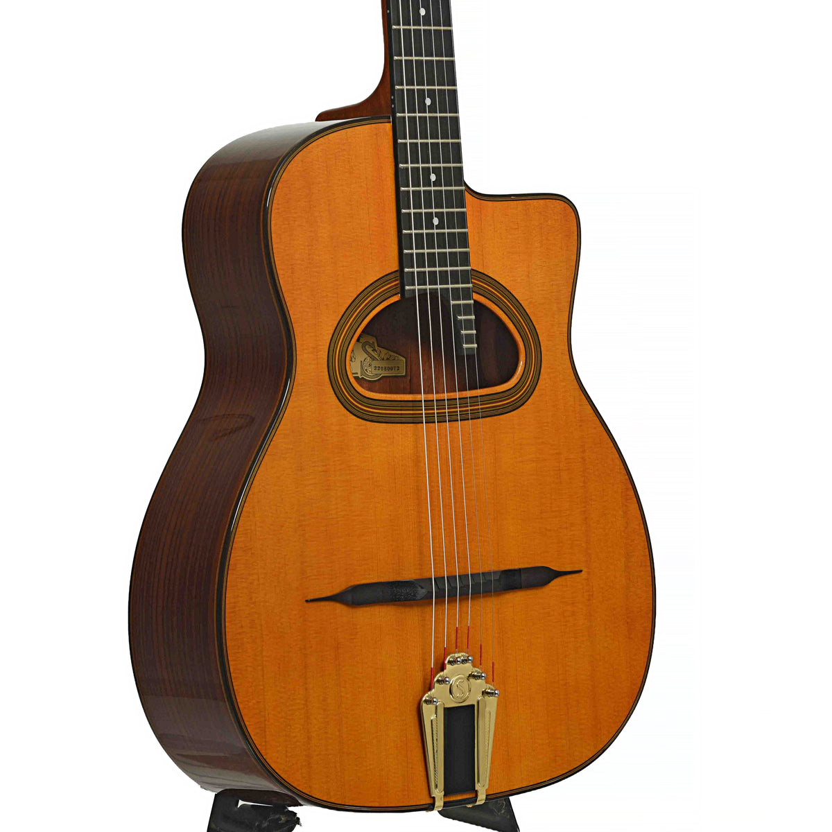 Front and side of D-500 D-Hole Hot Club Jazz Guitar