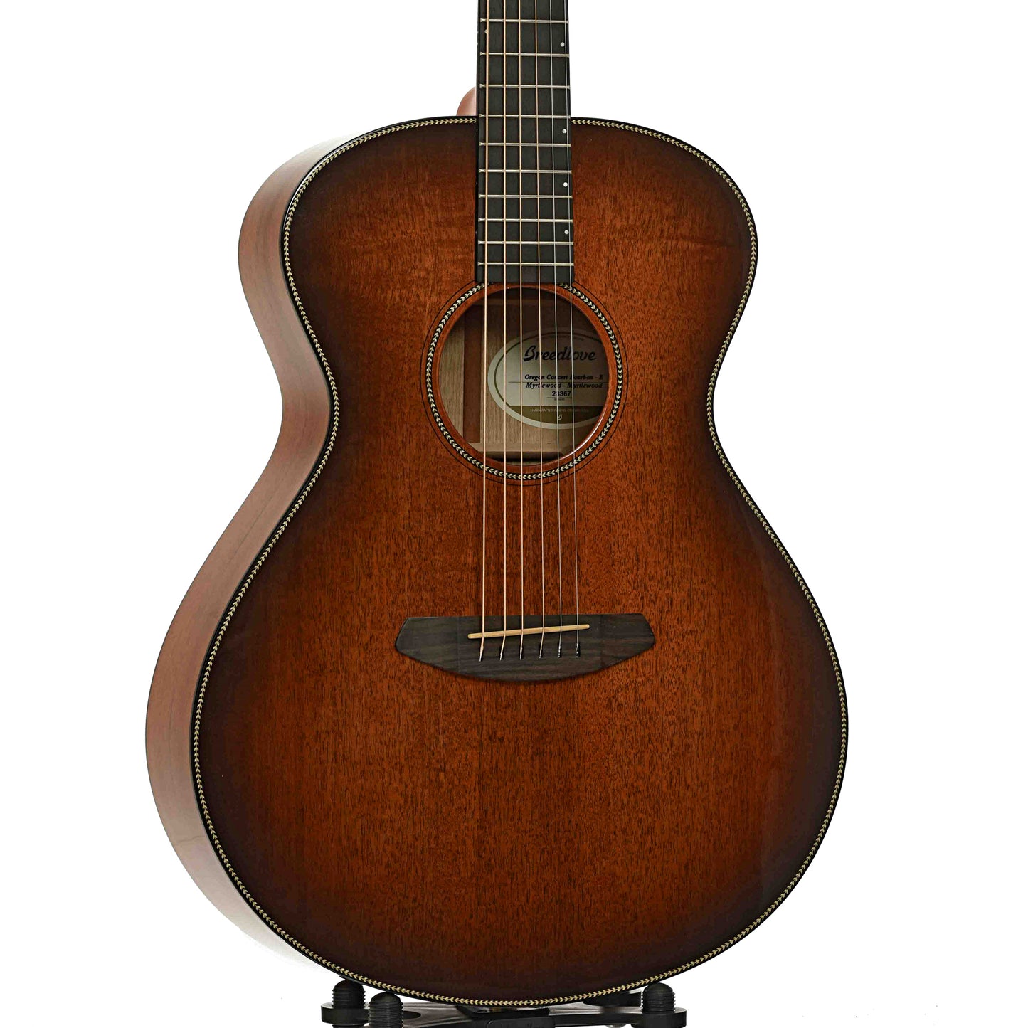 Front and side of Breedlove Oregon Concert Bourbon E Acoustic Guitar