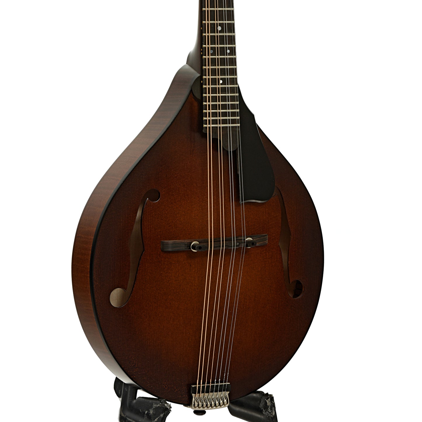 Front and side of Northfield Workshop NFM-A5 Model M Mandolin, Dark Leatherburst