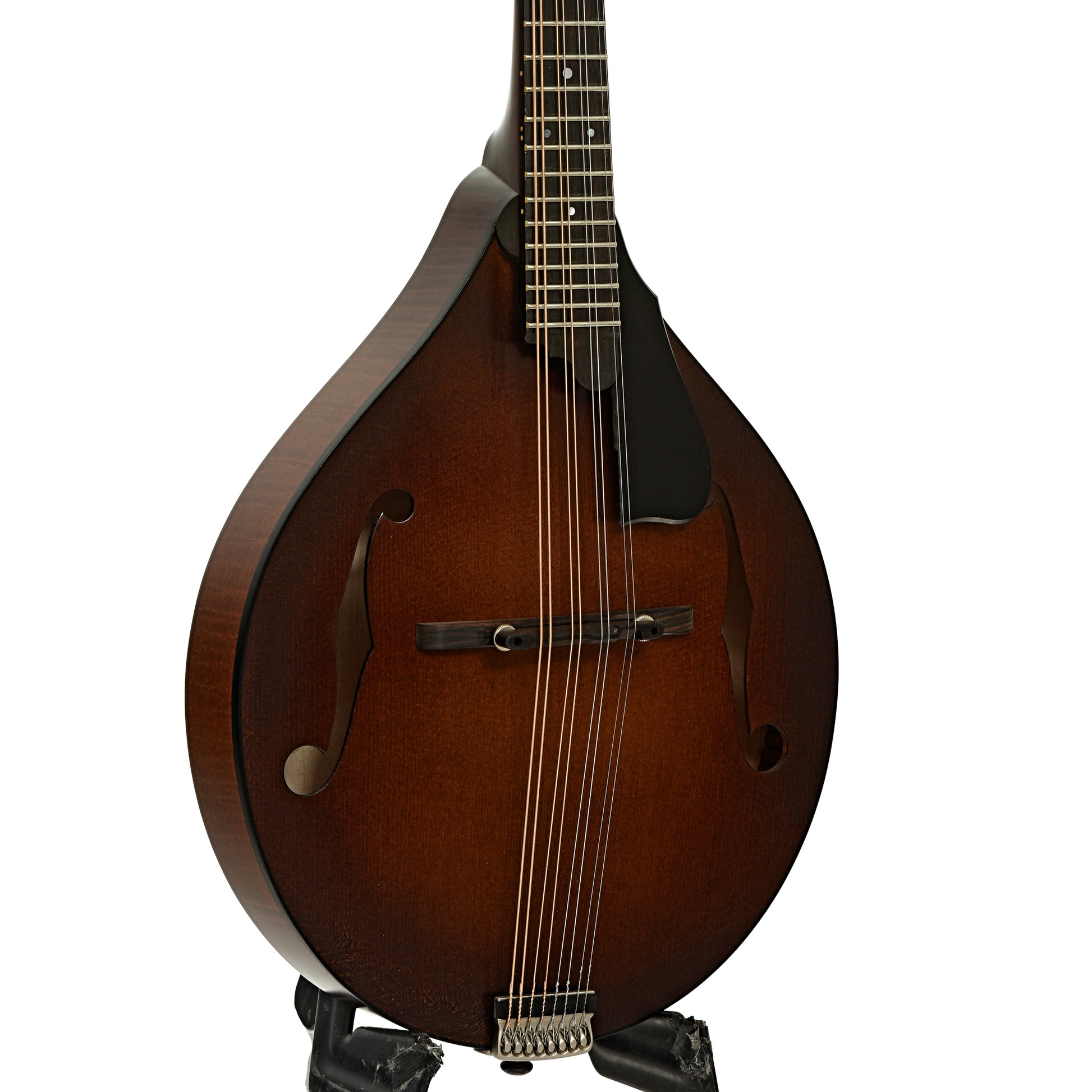 Front and side of Northfield Workshop NFM-A5 Model M Mandolin, Dark Leatherburst