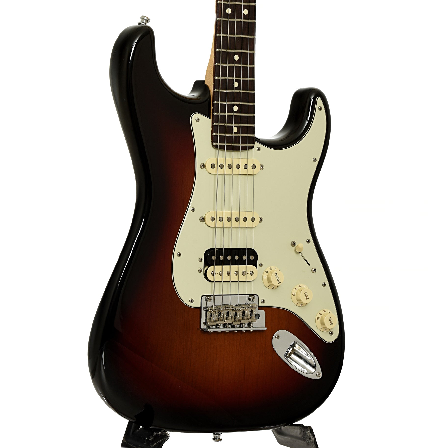 Front and side of Fender American Professional Series Stratocaster HSS Electric Guitar 