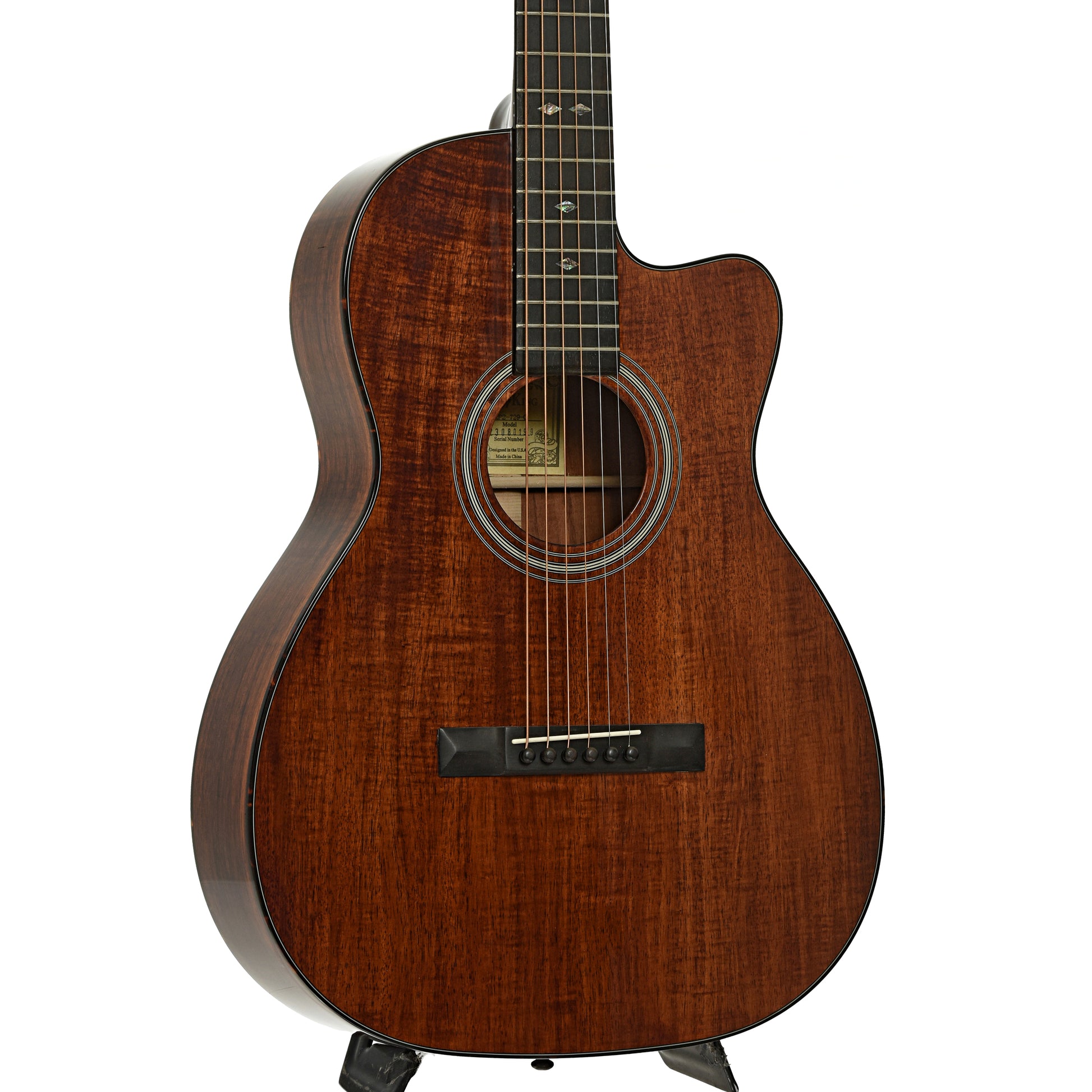 Front and side of Recording King Koa 00 Cutaway Acoustic Guitar