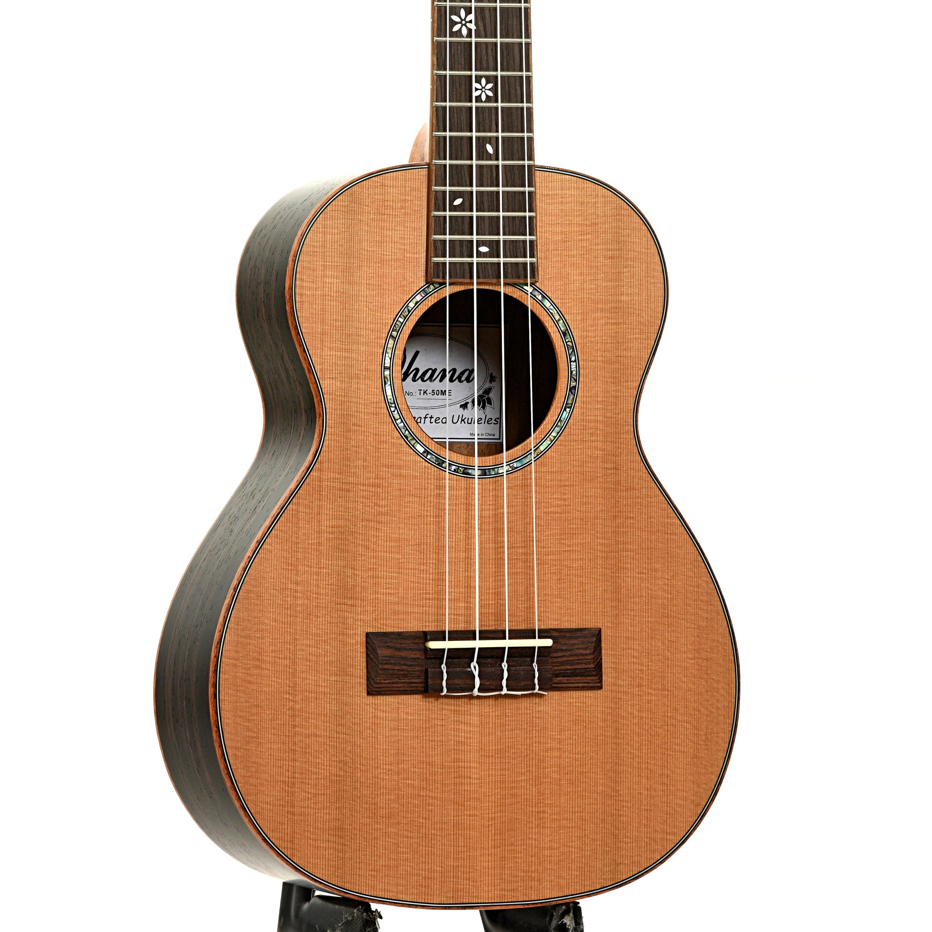 Front and side of Ohana TK-50ME Tenor Ukulele