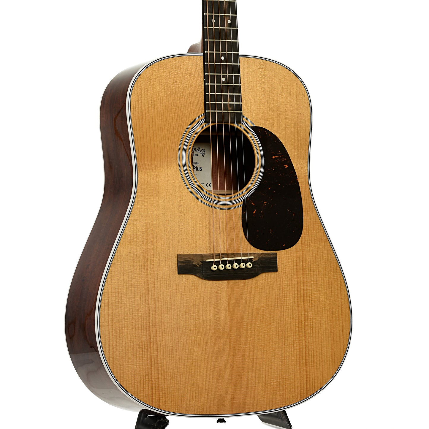 Front and side of Martin DE Retro Plus Granadillo Guitar