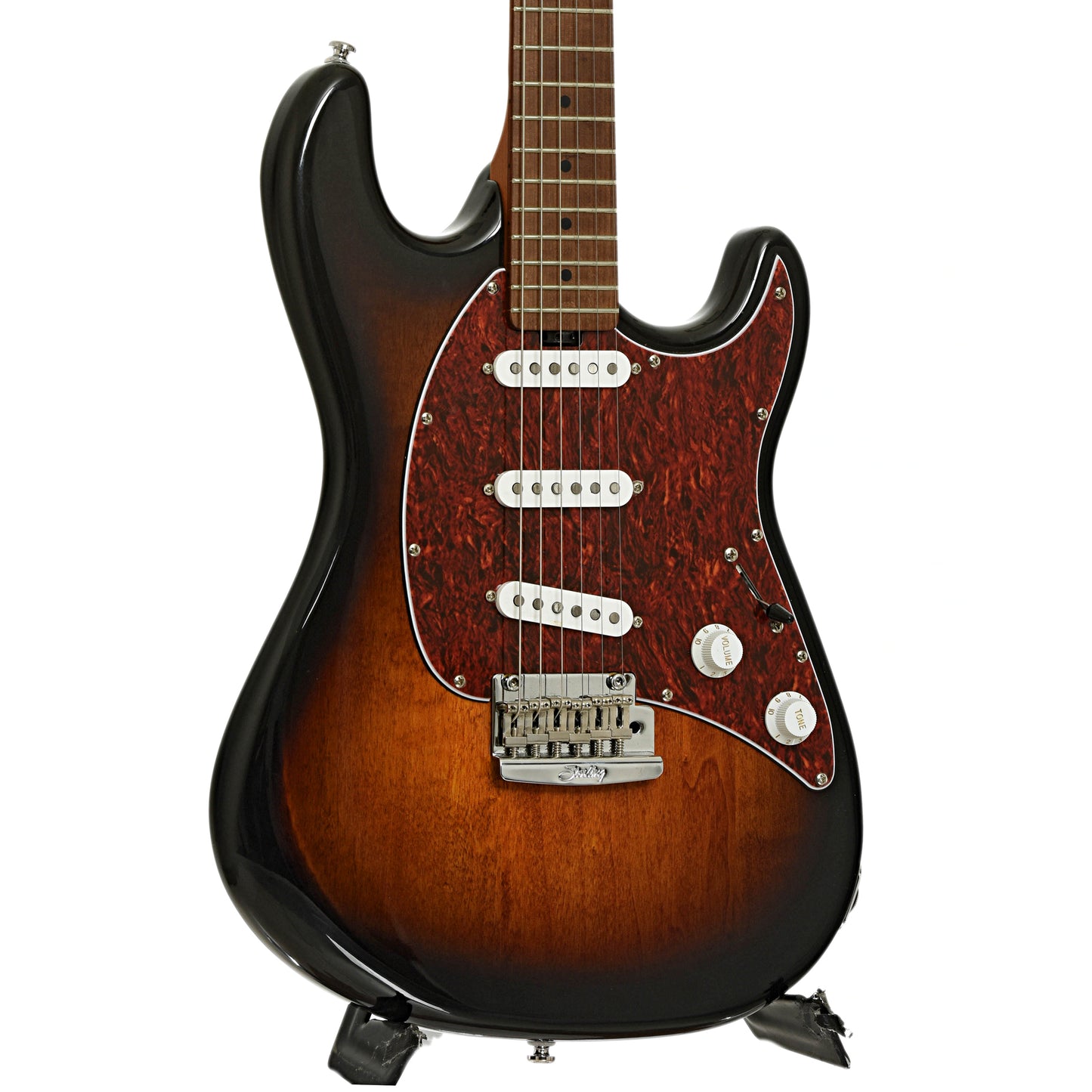 Front and side of Sterling by Music Man Cutlass CT50 SSS Electric Guitar 