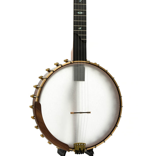 Front and side of Ome Jubilee 12" Openback Banjo, Mahogany Neck