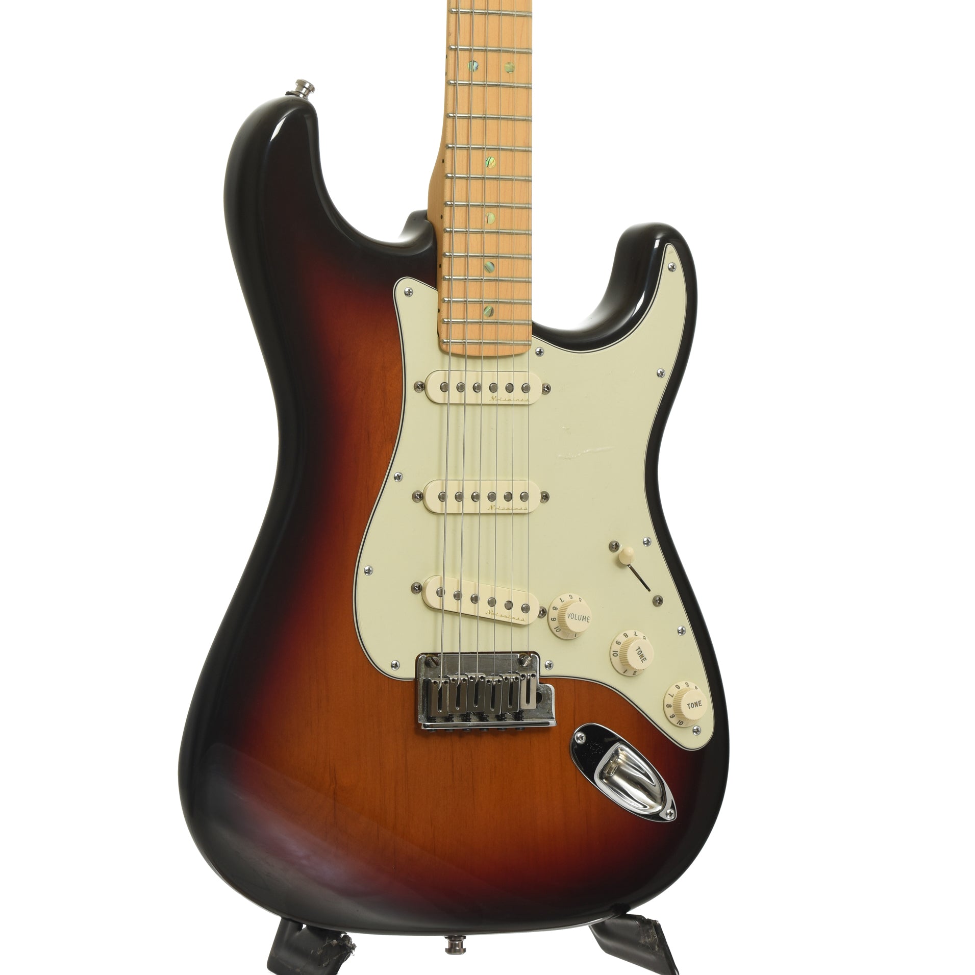 Front and side of Fender American Deluxe Stratocaster Electric Guitar   