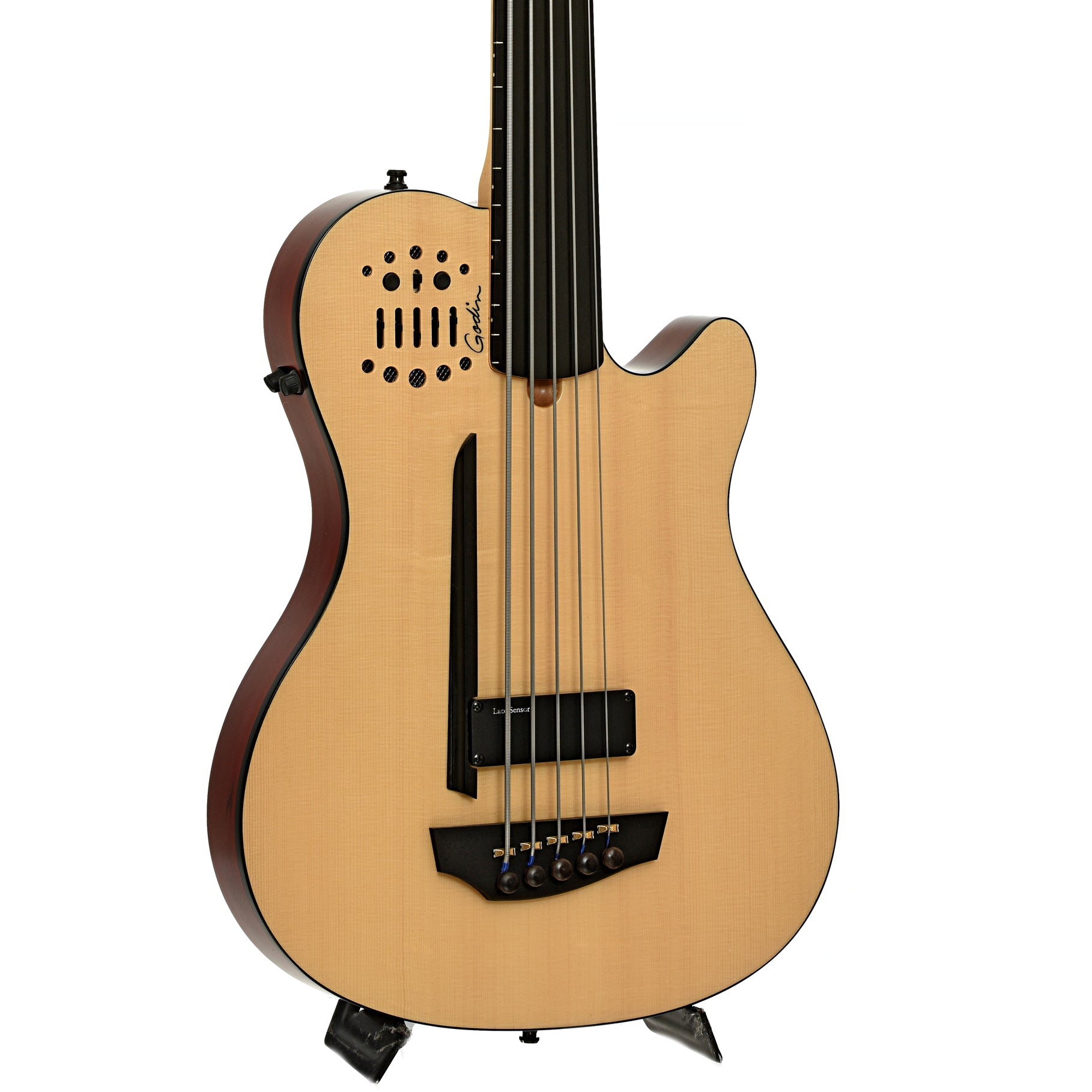 Front and side of Godin A5 Ultra Fretless 5-String Acoustic-Electric Bass