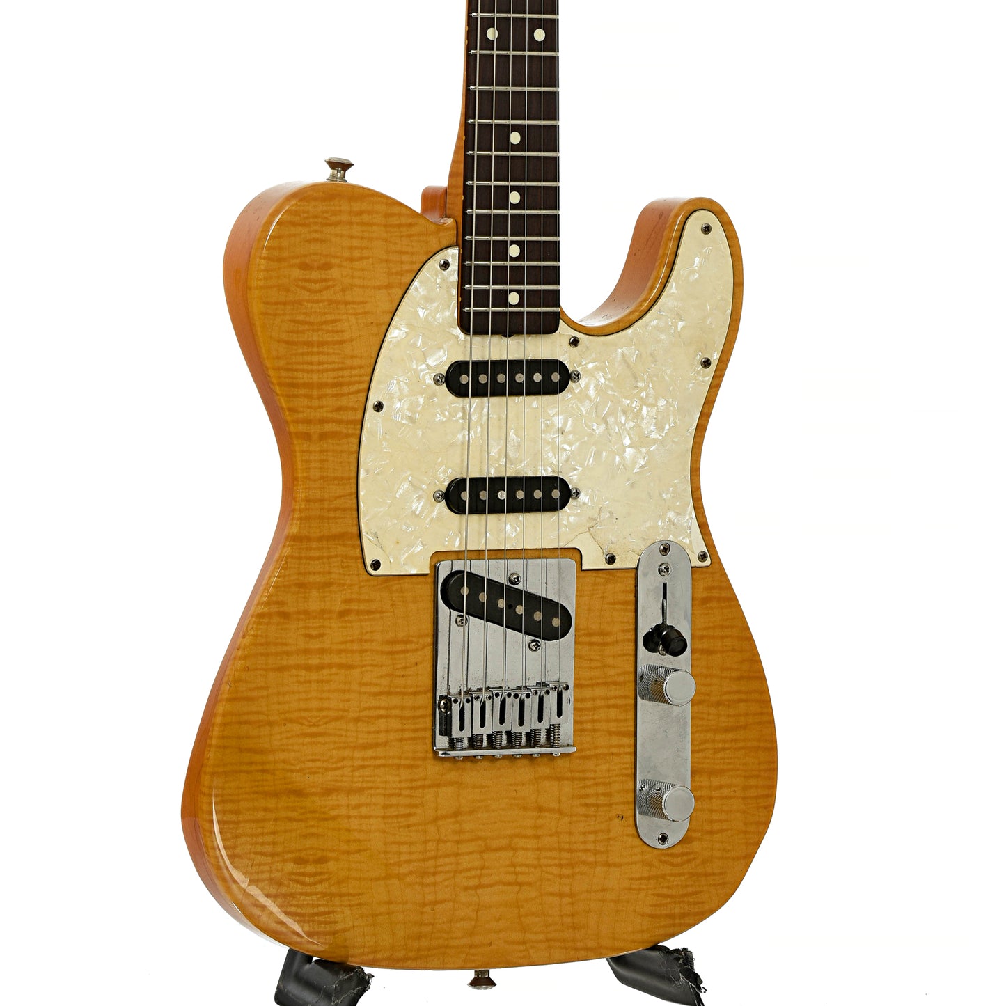 Front and side of Fender Telecaster Deluxe Fotoflame Electric Guitar