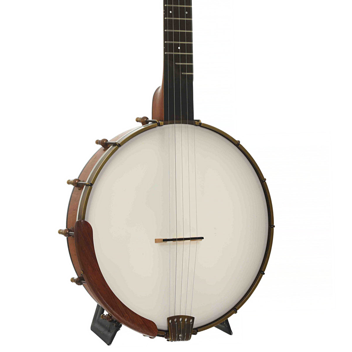 Front & Side of Ome Tupelo Cherry 12 in. Openback Banjo