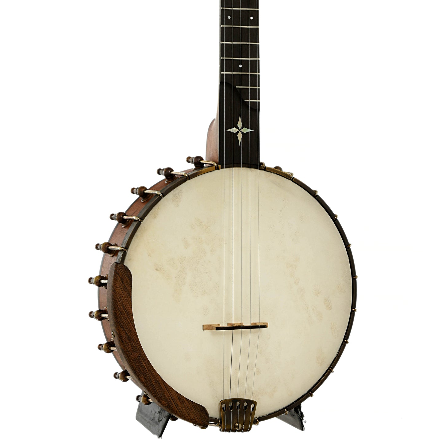 Front and side of Ome Wizard Cherry 11" Open Back Banjo 