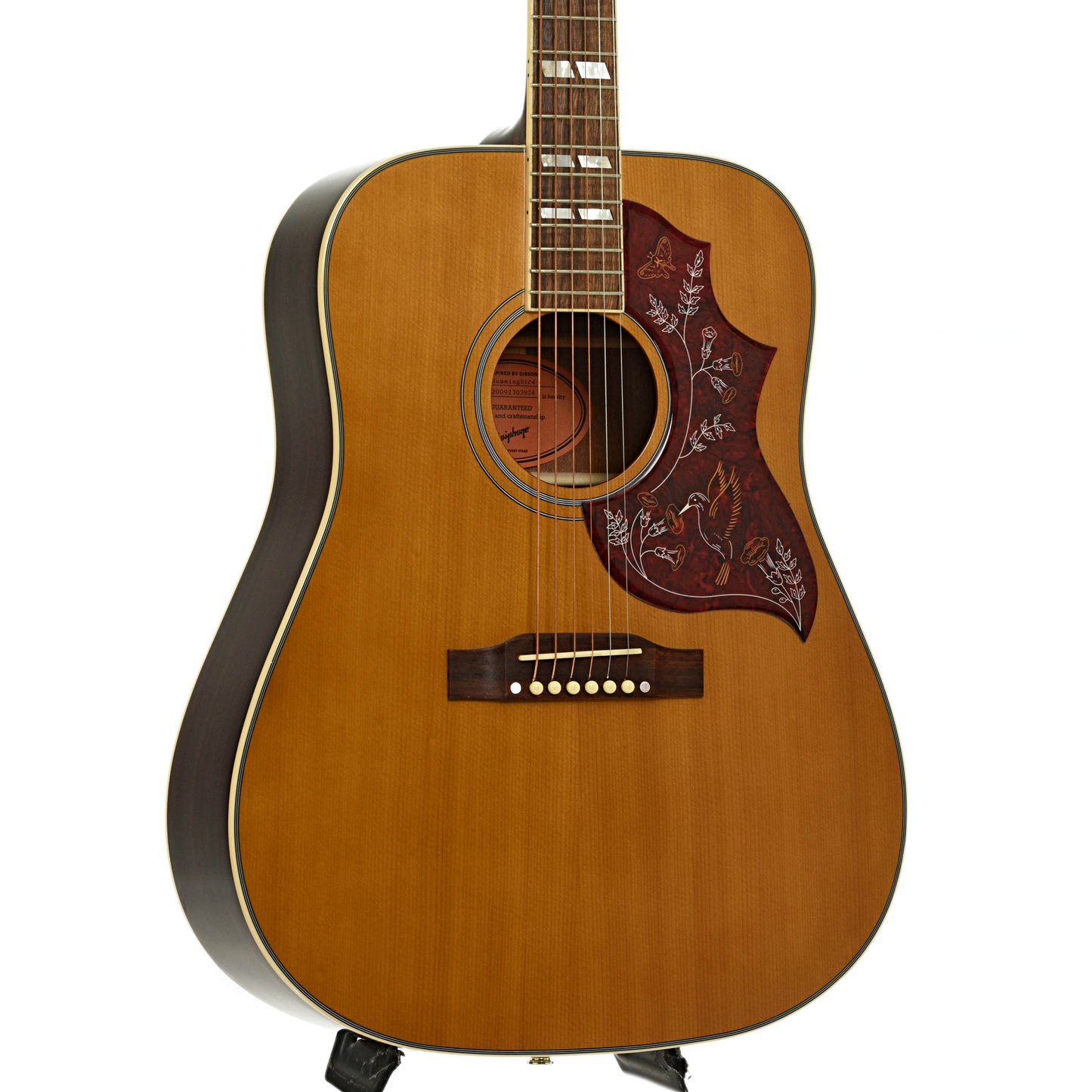Front and side of Epiphone Hummingbird Acoustic Guitar