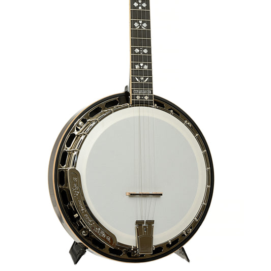 Front and side of Gold Tone Mastertone OB-250AT Orange Blossom Resonator Banjo Arch Top