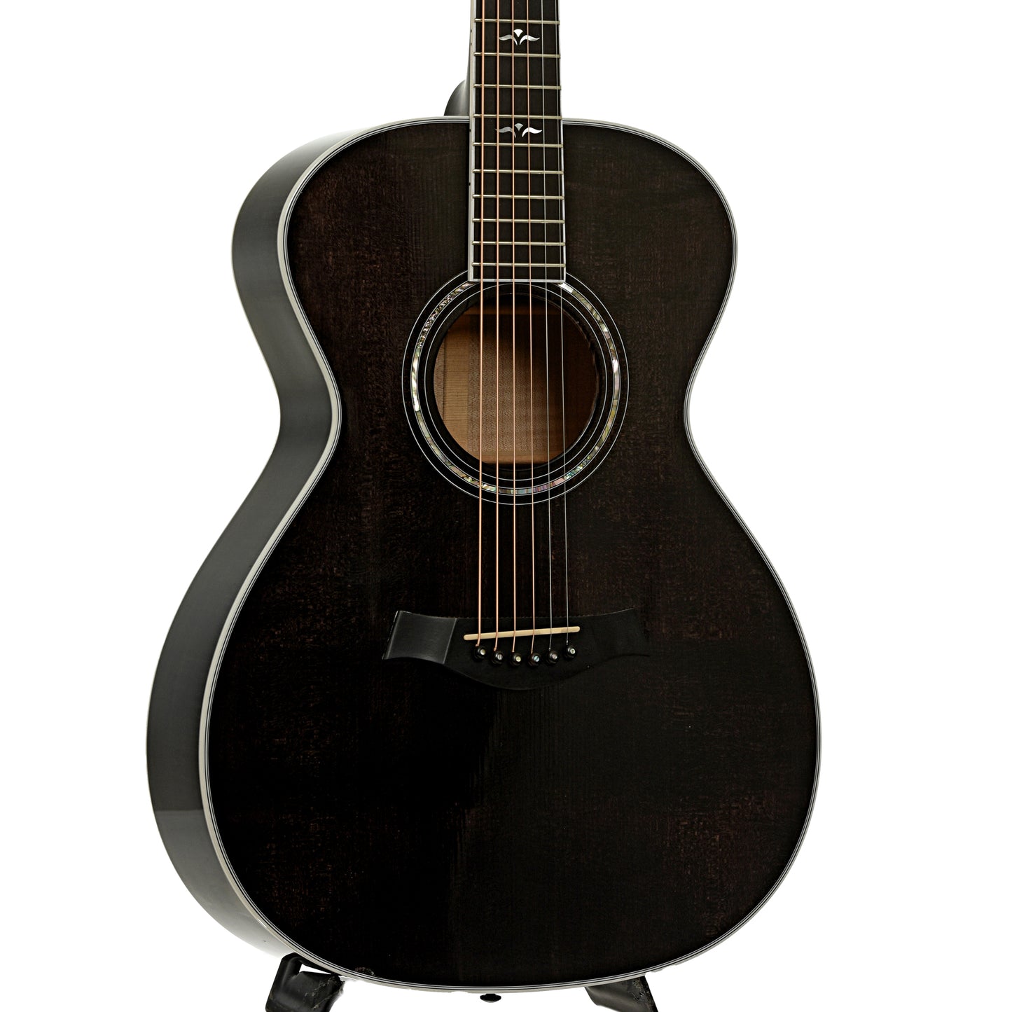 Front and side of Taylor 612 Translucent Black Acoustic Guitar