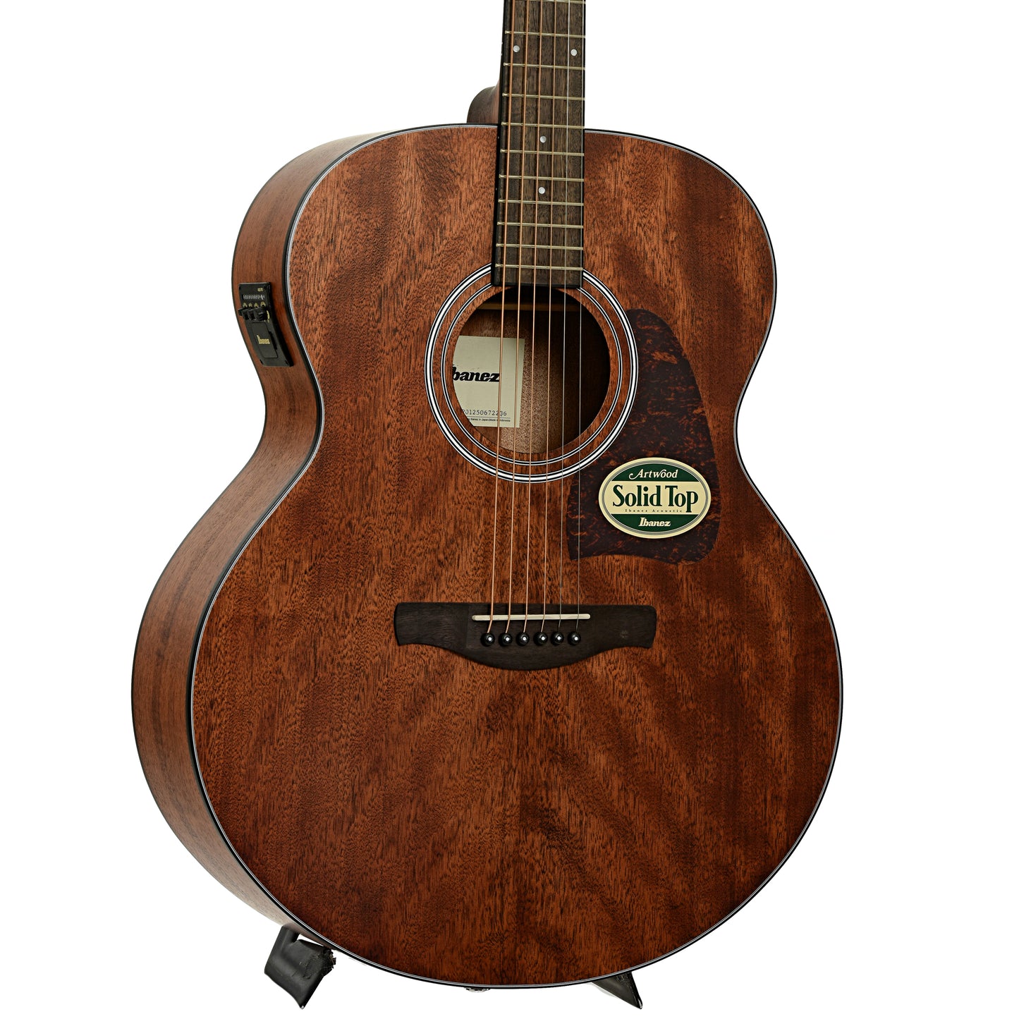 Front and side of Ibanez AJ54E Artwood Jumbo Acoustic-Electric Guitar, Open Pore Natural