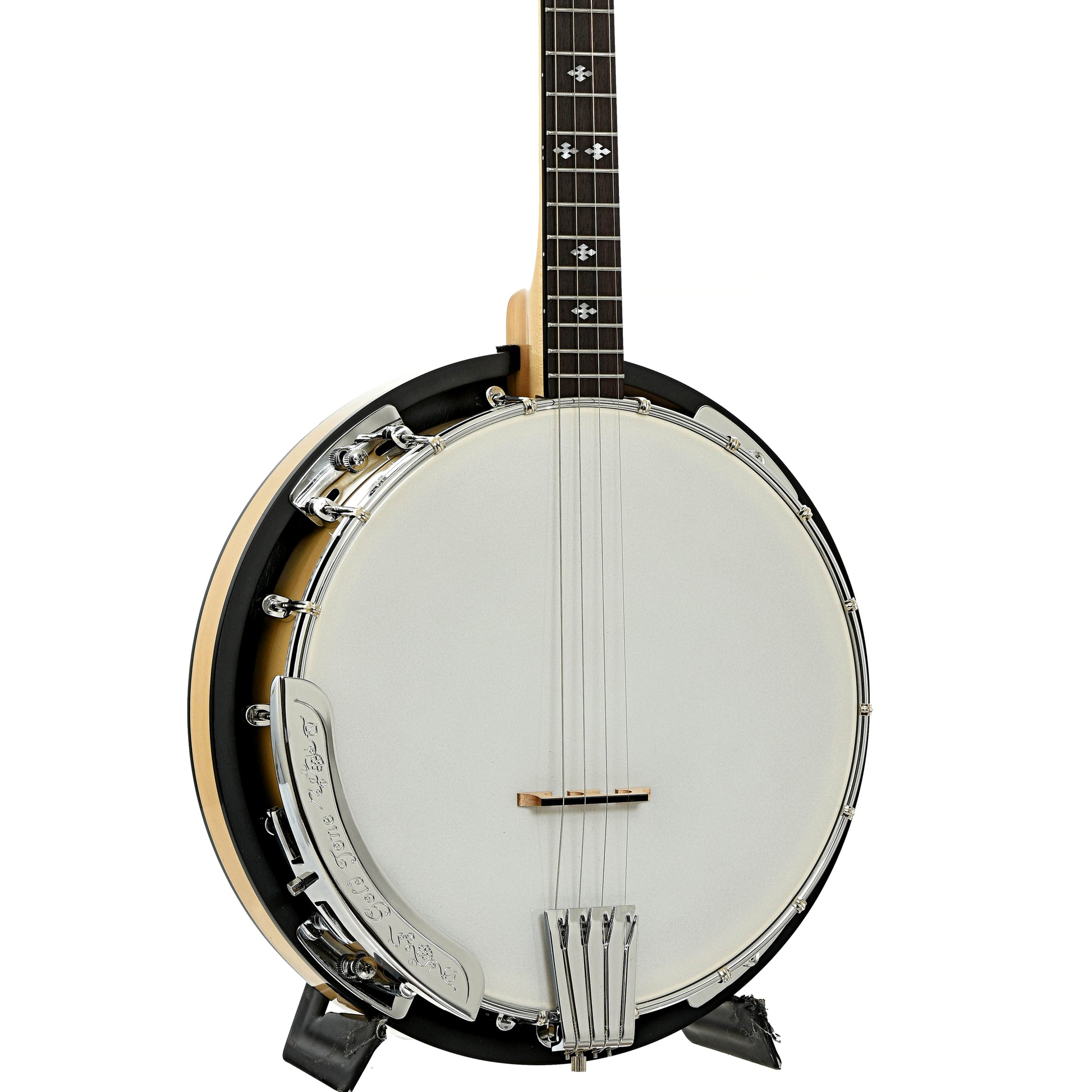 Front and side of Gold Tone CC-Tenor 19-Fret Tenor Resonator Banjo