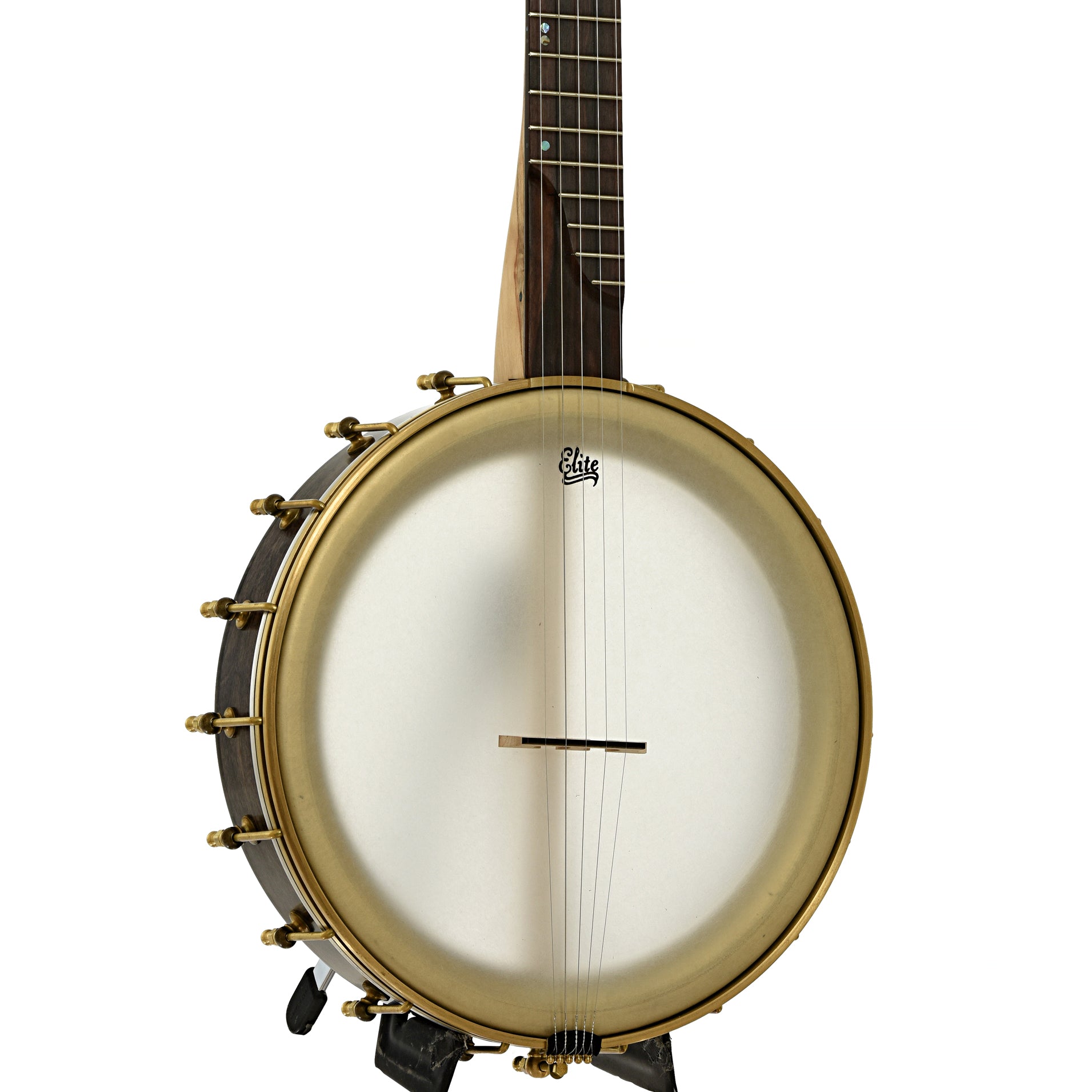 Front and side of Chuck Lee Cottonwood 12" Openback Banjo #873
