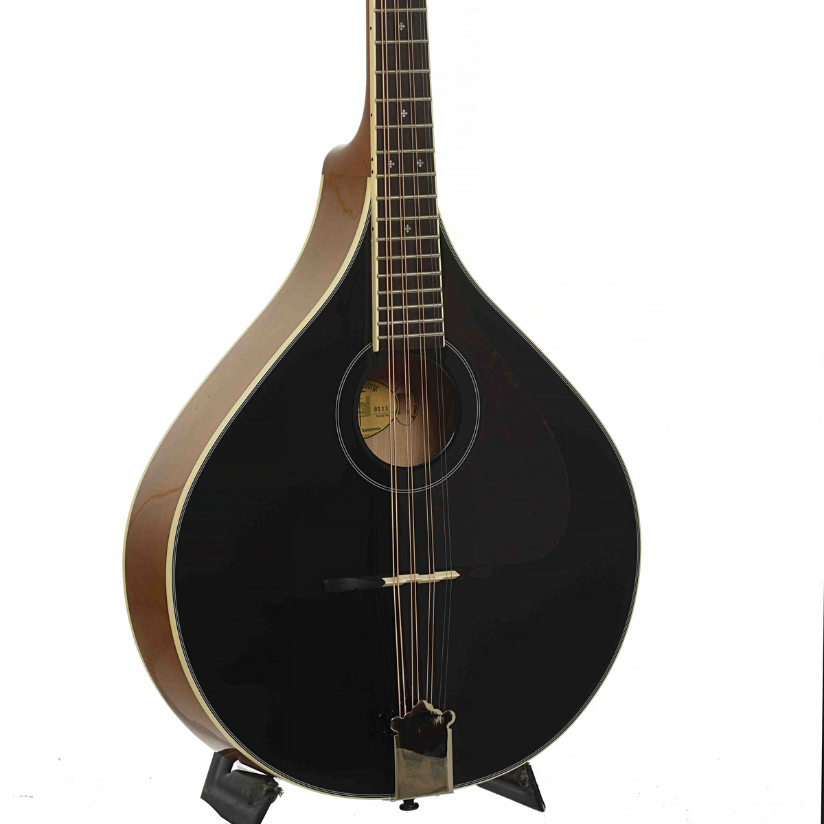 Front & Side of Trinity College Octave Mandolin, Black Top