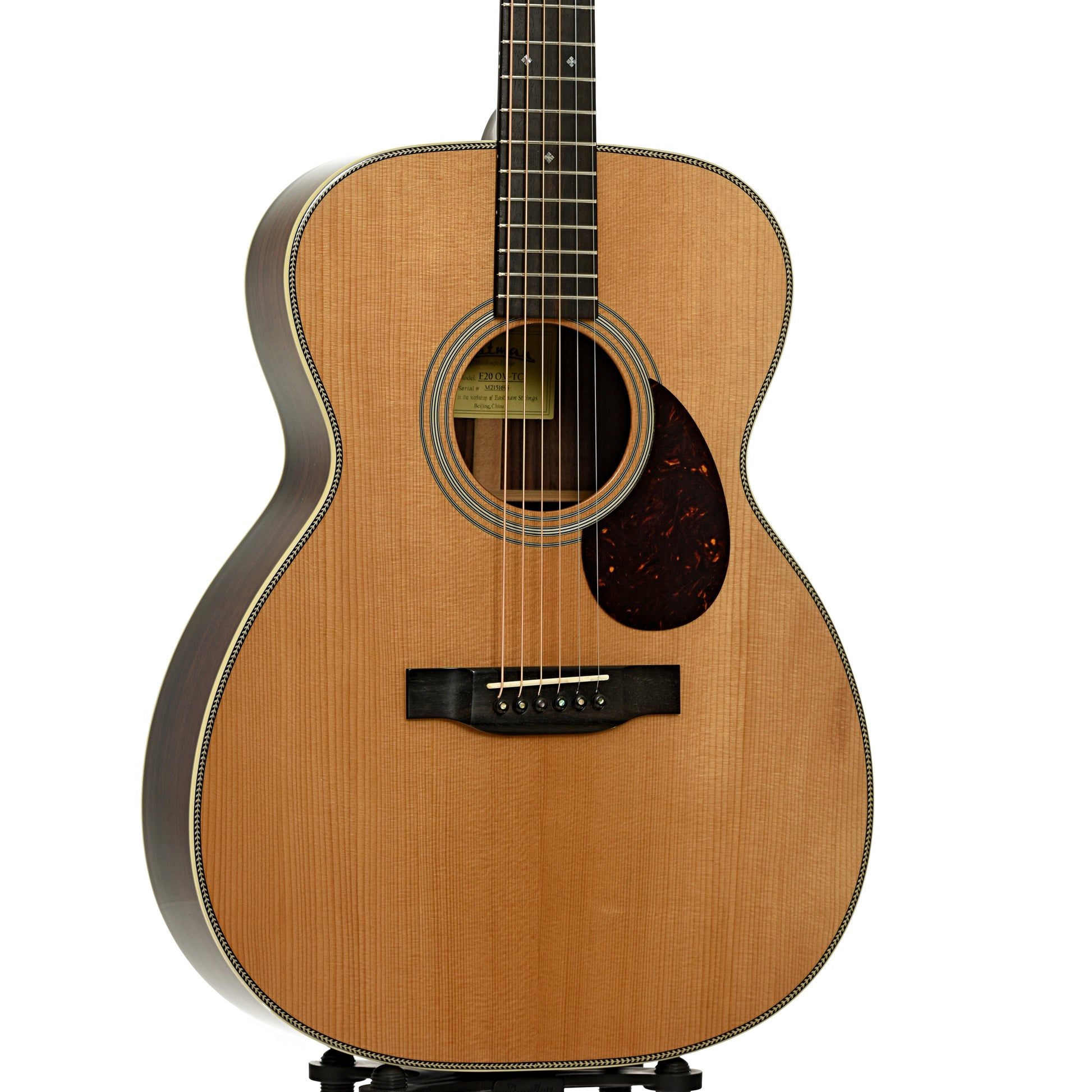 Front and side of Eastman E20 OM-TC Acoustic Guitar