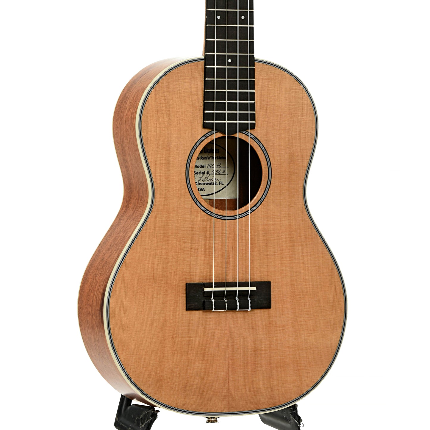 Front and side of LoPrinzi MC3 Baritone Ukulele