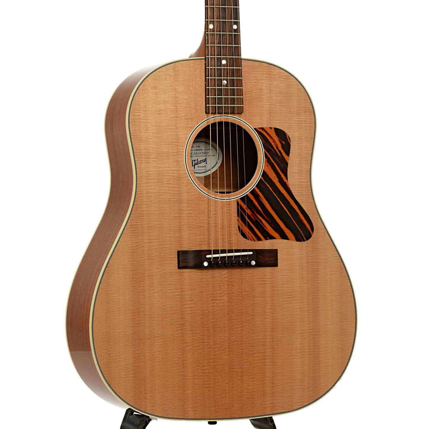 Front and side of Gibson J-35 Reissue Acoustic Guitar 