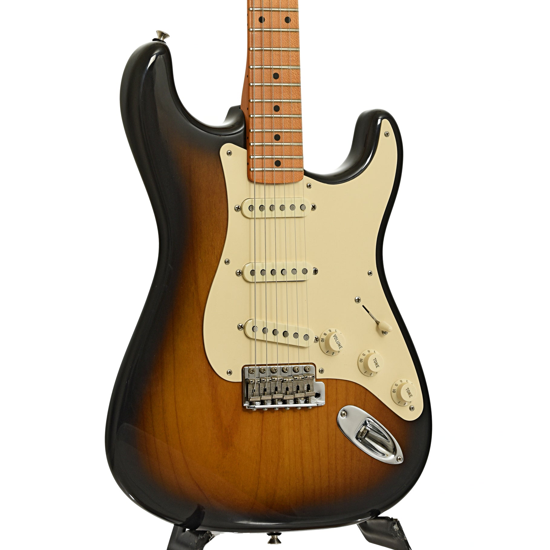 Front and side of Fender Eric Johnson Stratocaster Electric Guitar