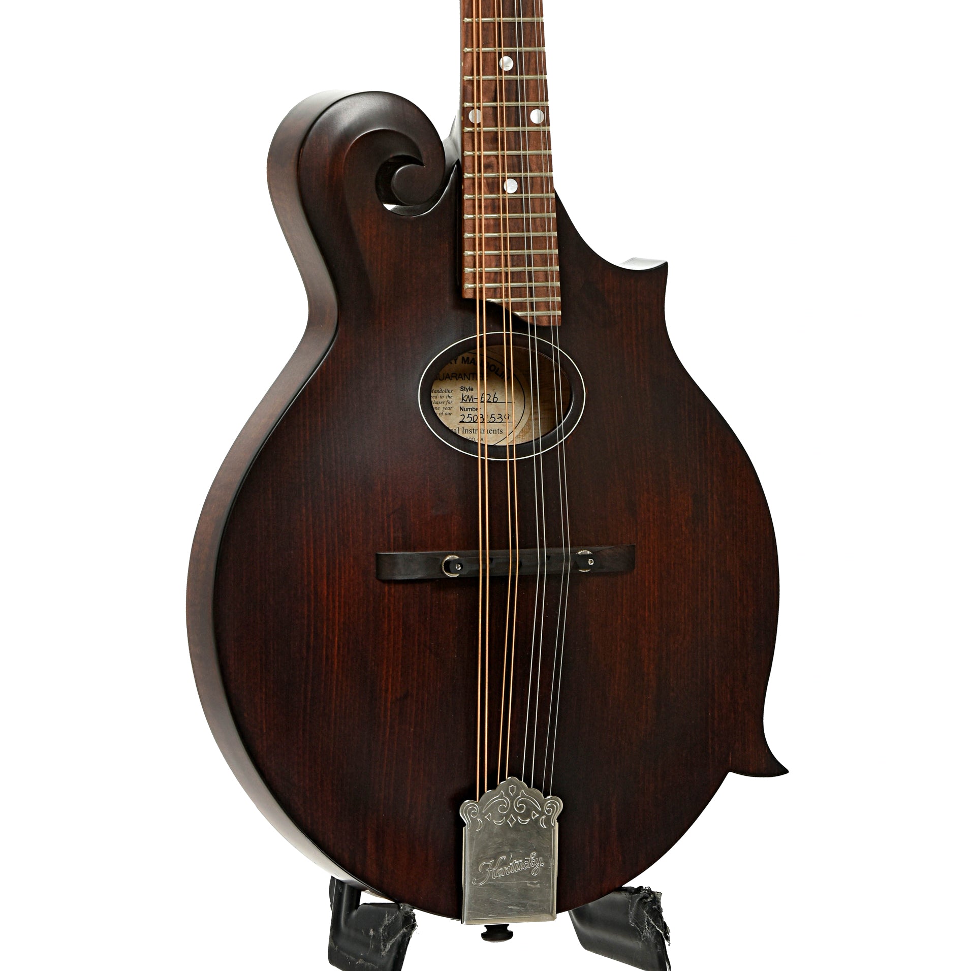 Front and side of Kentucky KM-626 Oval Hole F-Model Mandolin