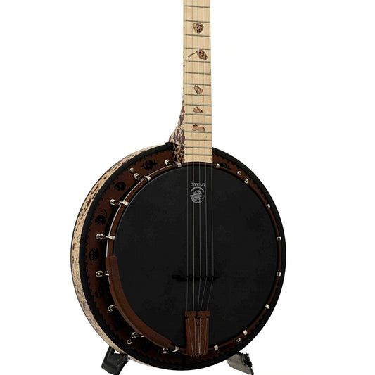 Font and side of Deering Limited Edition Zombie Killer III Resonator Banjo